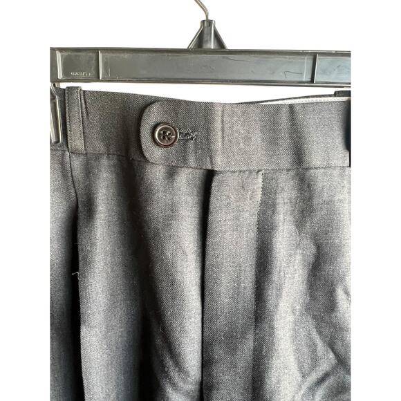 Super 100's Triple Pleats Men's 33X28.5 Gray Trousers 100% Wool Slacks Pants - Picture 6 of 7